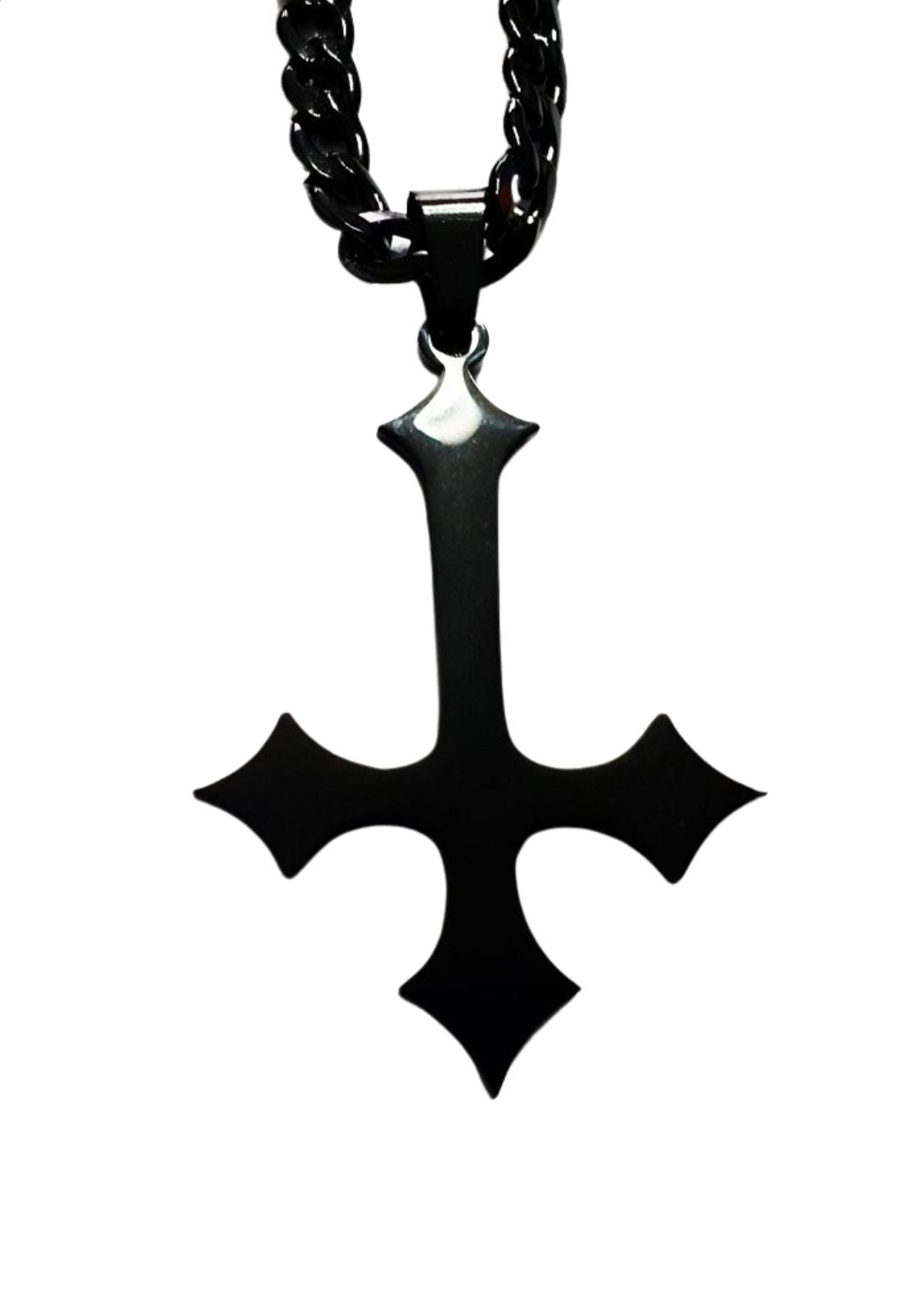 INVERTED CROSS POINTED BLACK - NECKLACE