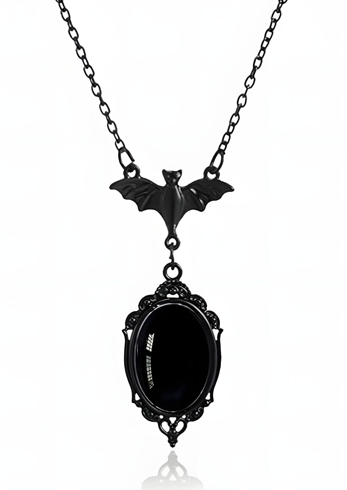 BLACK BAT STONE NECKLACE