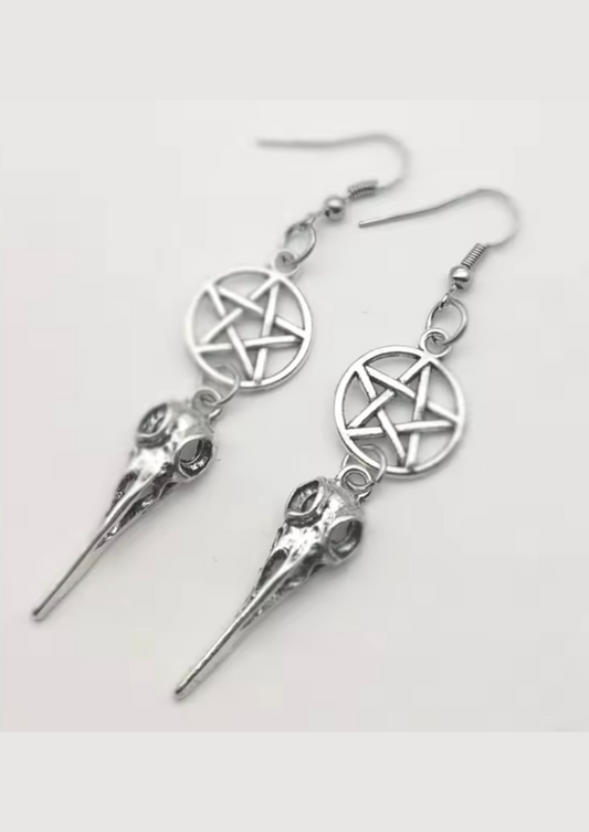 CROW PENTAGRAM EARRINGS