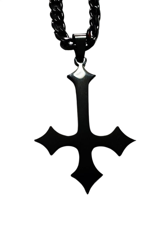 INVERTED CROSS POINTED BLACK - NECKLACE