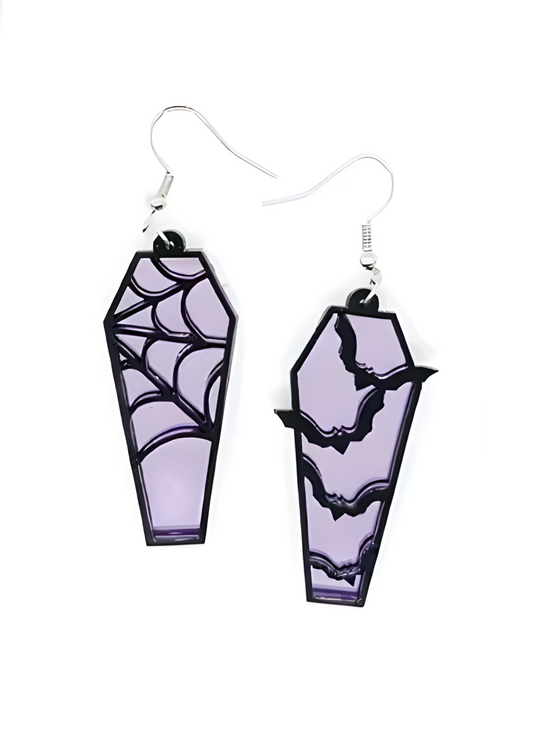 COFFIN BAT PURPLE - EARRINGS