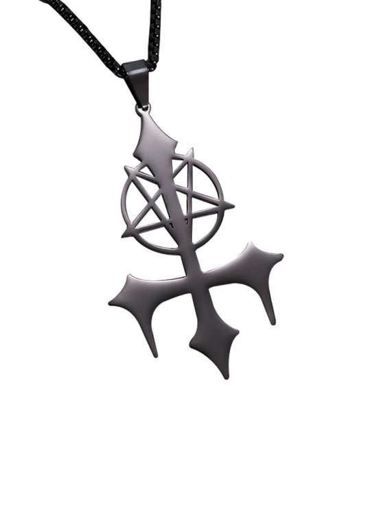 SATANIC CROSS BLACK - NECKLACE