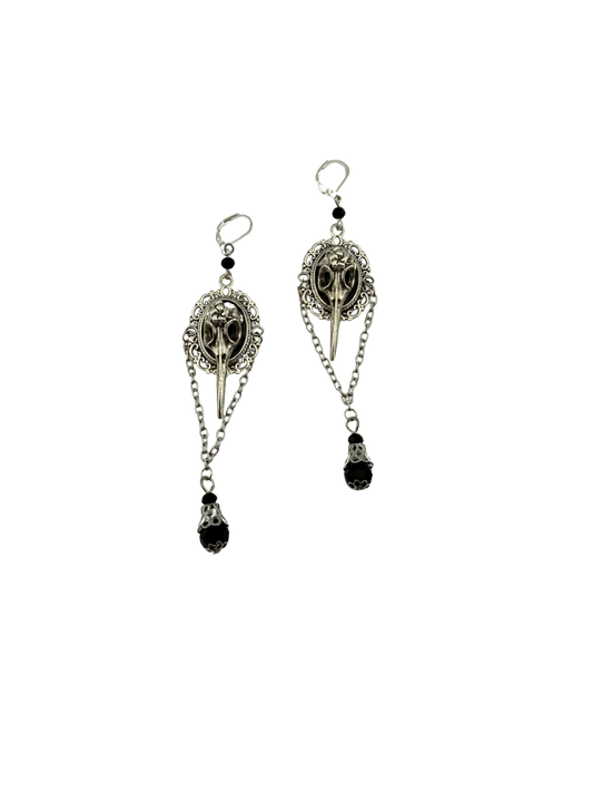 GOTHIC CROW SKULL EARRINGS