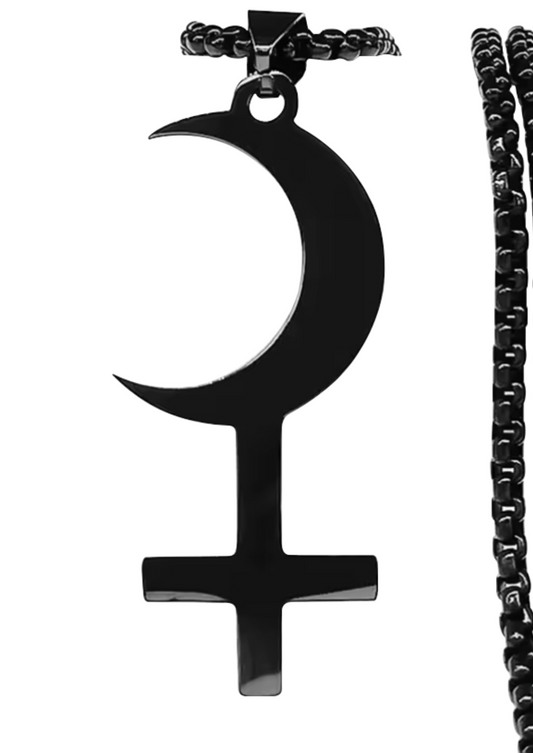 MOON CROSS BLACK - NECKLACE