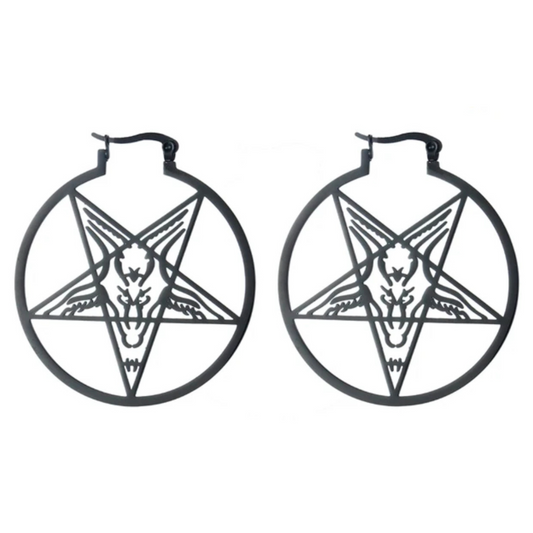 PENTAGRAM ROUND BLACK - EARRINGS