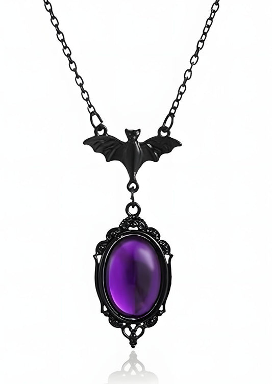 PURPLE BAT STONE NECKLACE