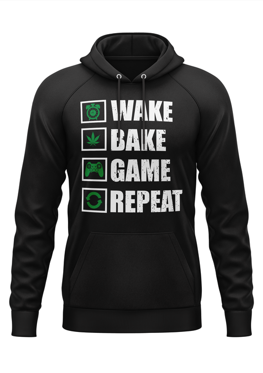 WAKE BAKE GAME REPEAT - WEED HOODIE