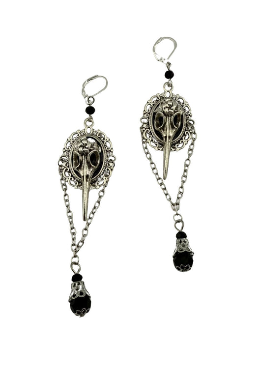 GOTHIC CROW SKULL EARRINGS