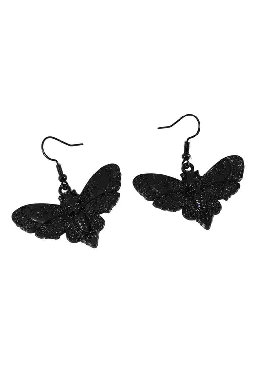 BLACK SKULL MOTH - EARRINGS